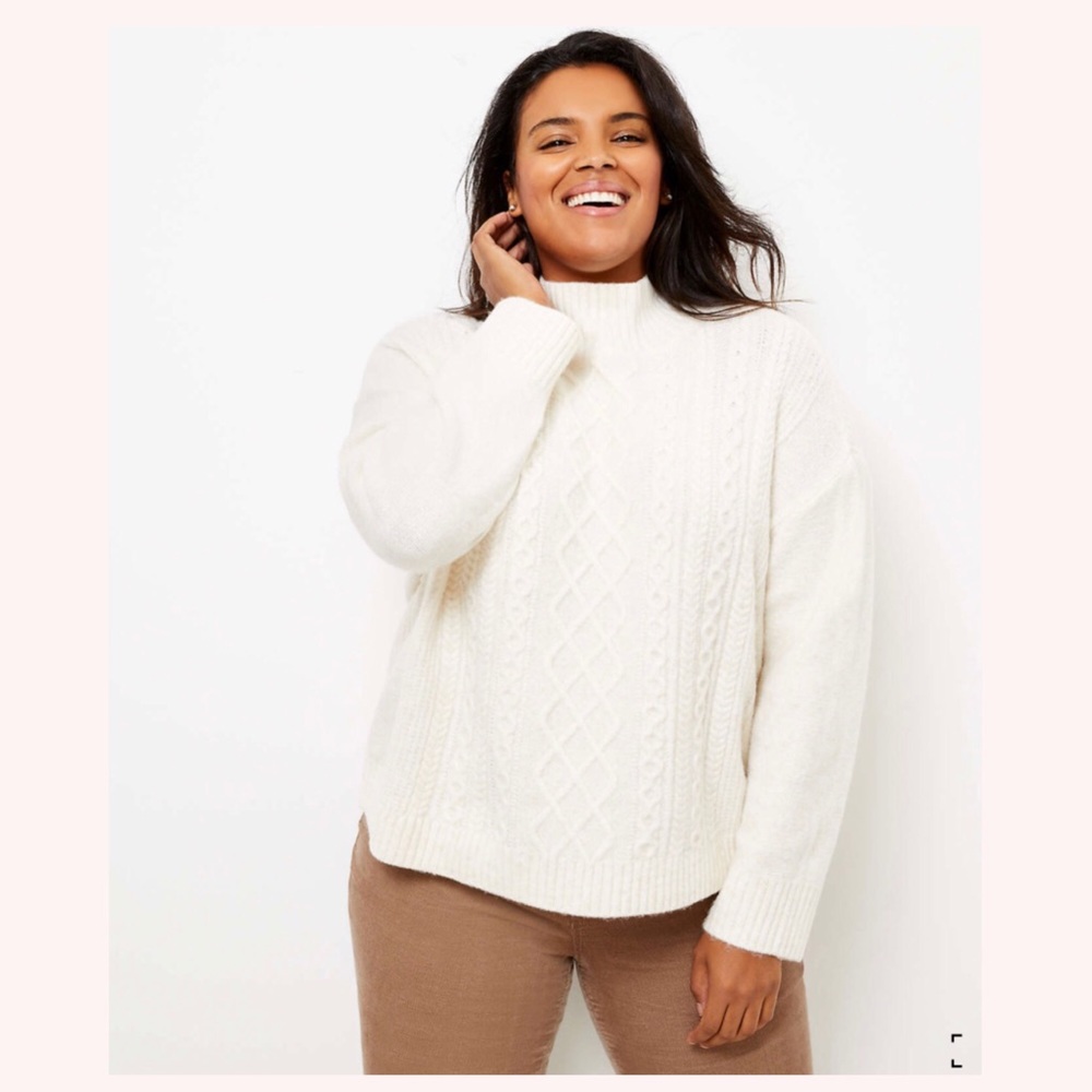 LOFT Plus Turtleneck Cable Sweater